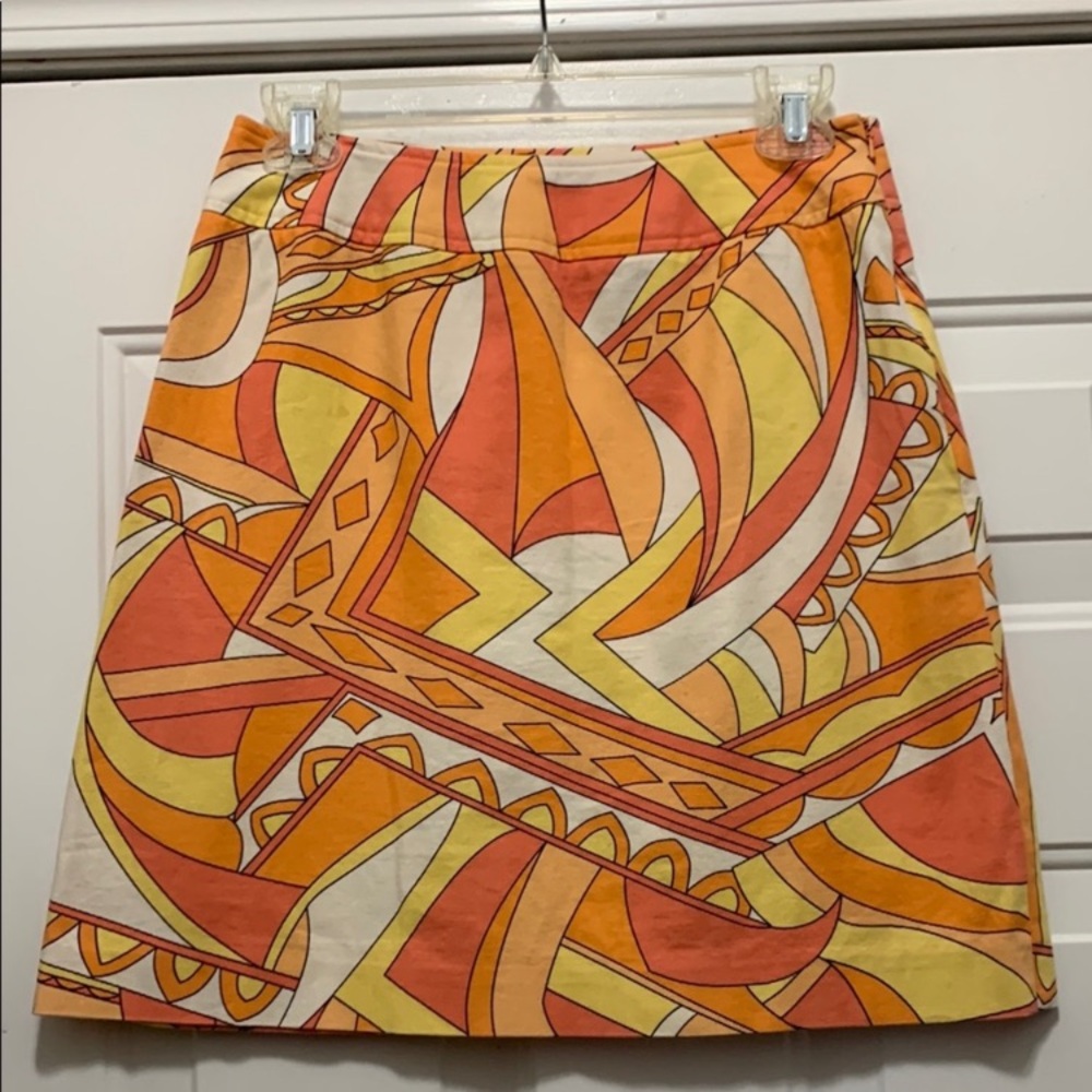 3/$15 Talbots Cotton Orange and Yellow Stretch Size 6 Petite Skirt